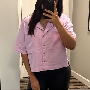 Purple button down crop top